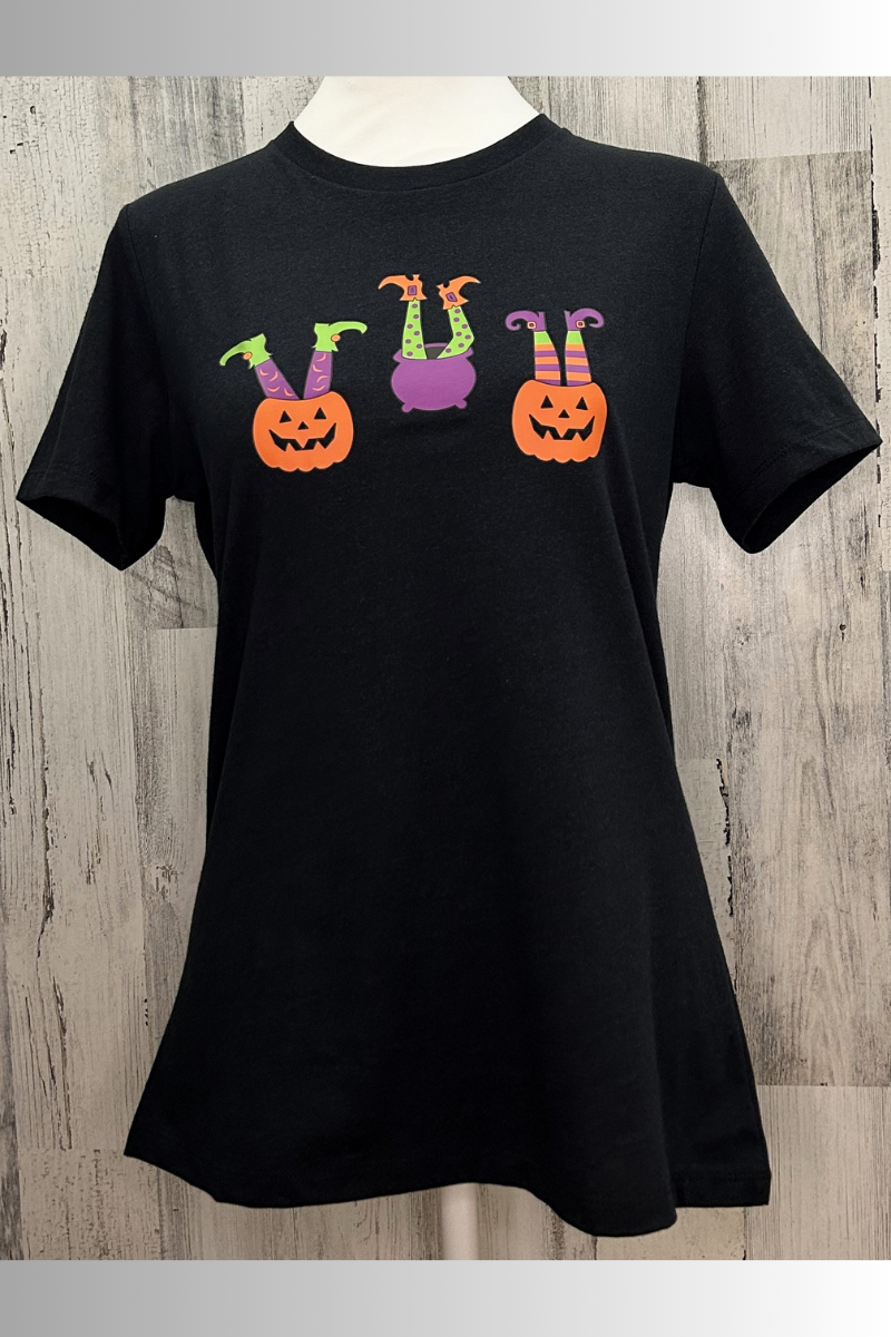 Ecofriendly sustainable ladies tee shirt with halloween print