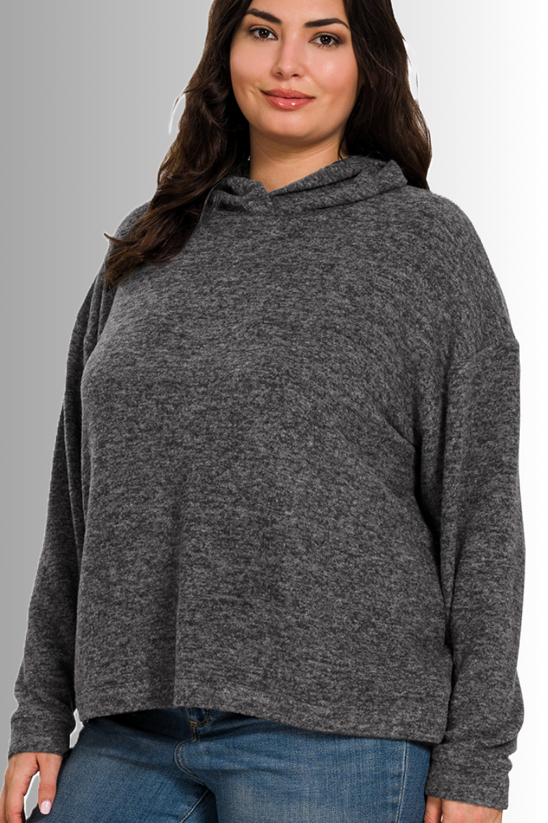 Eco-friendly sustainable melange hacci black hooded sweater