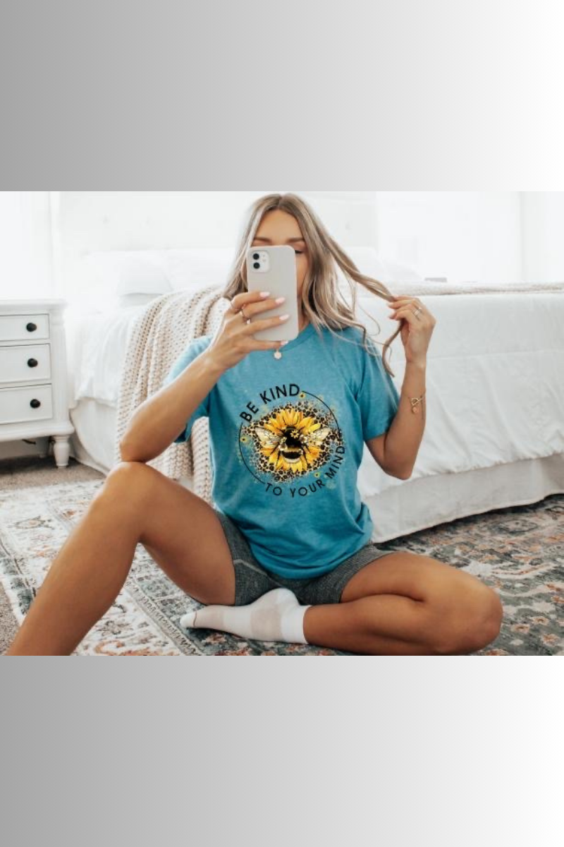 Eco-friendly Bella + Canvas unisex tee with bumblebee design and inspirational phrase.