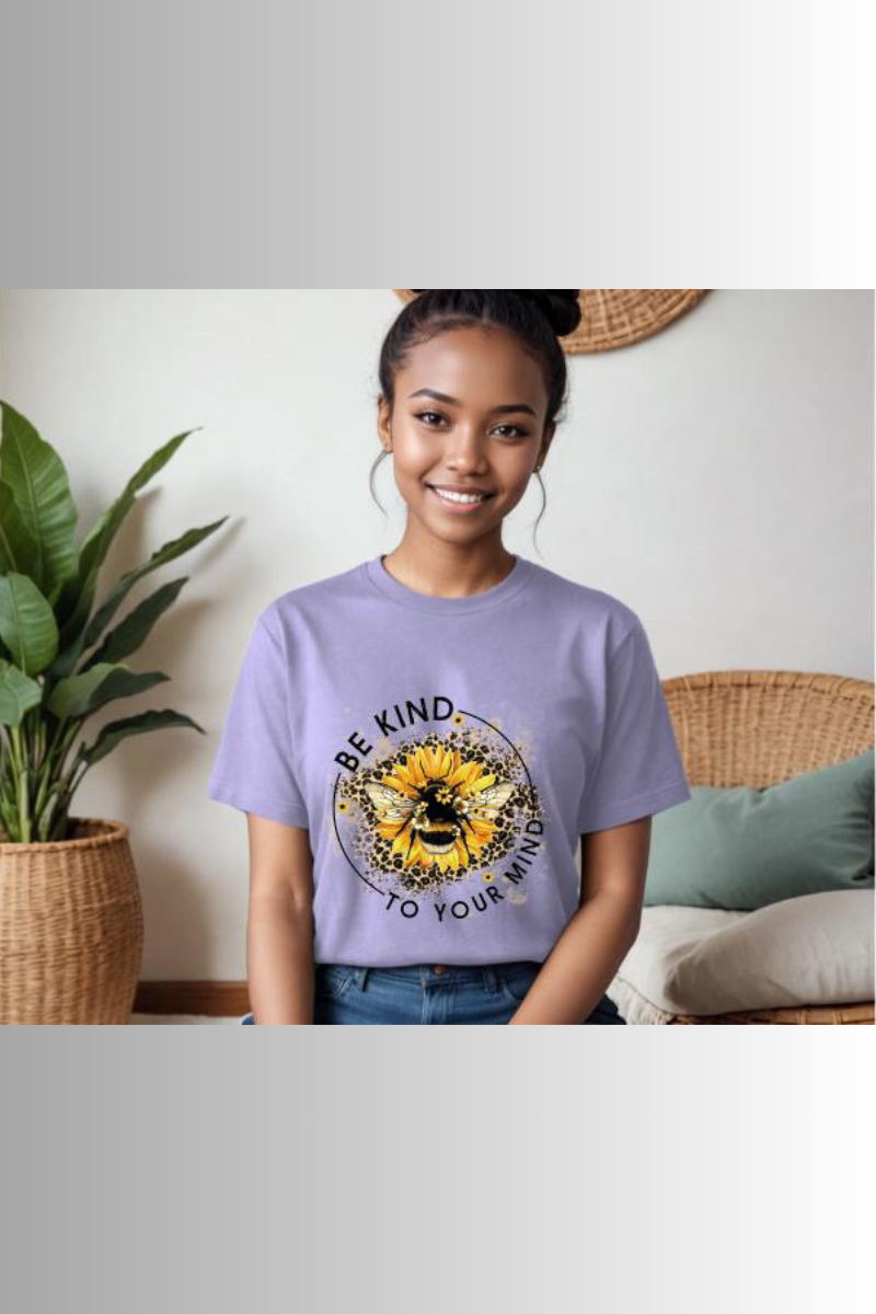 Eco-friendly Bella + Canvas unisex tee with bumblebee design and inspirational phrase.