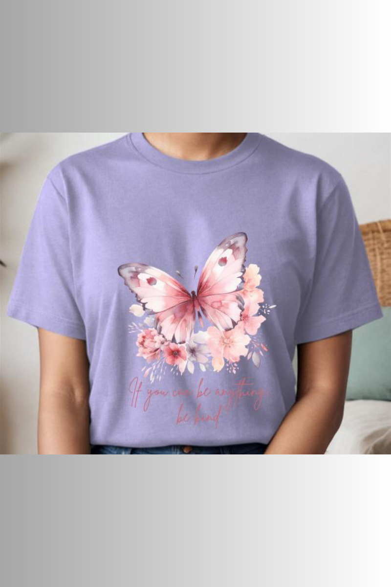 Eco-friendly Bella + Canvas unisex tee with butterfly design and inspirational message