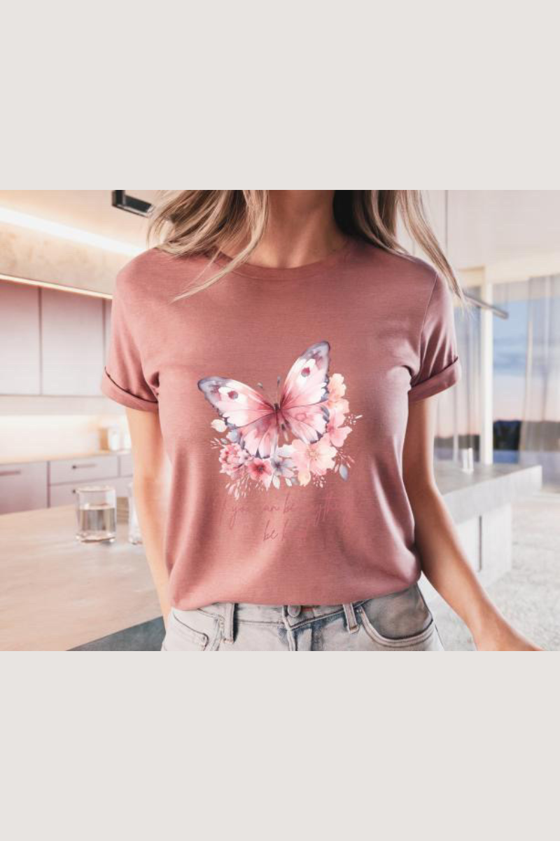 Eco-friendly Bella + Canvas unisex tee with butterfly design and inspirational message