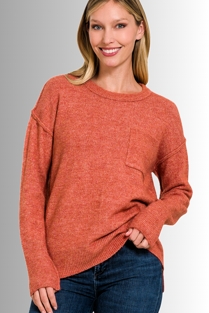 ultra soft eco-friendly pocket melange sweater