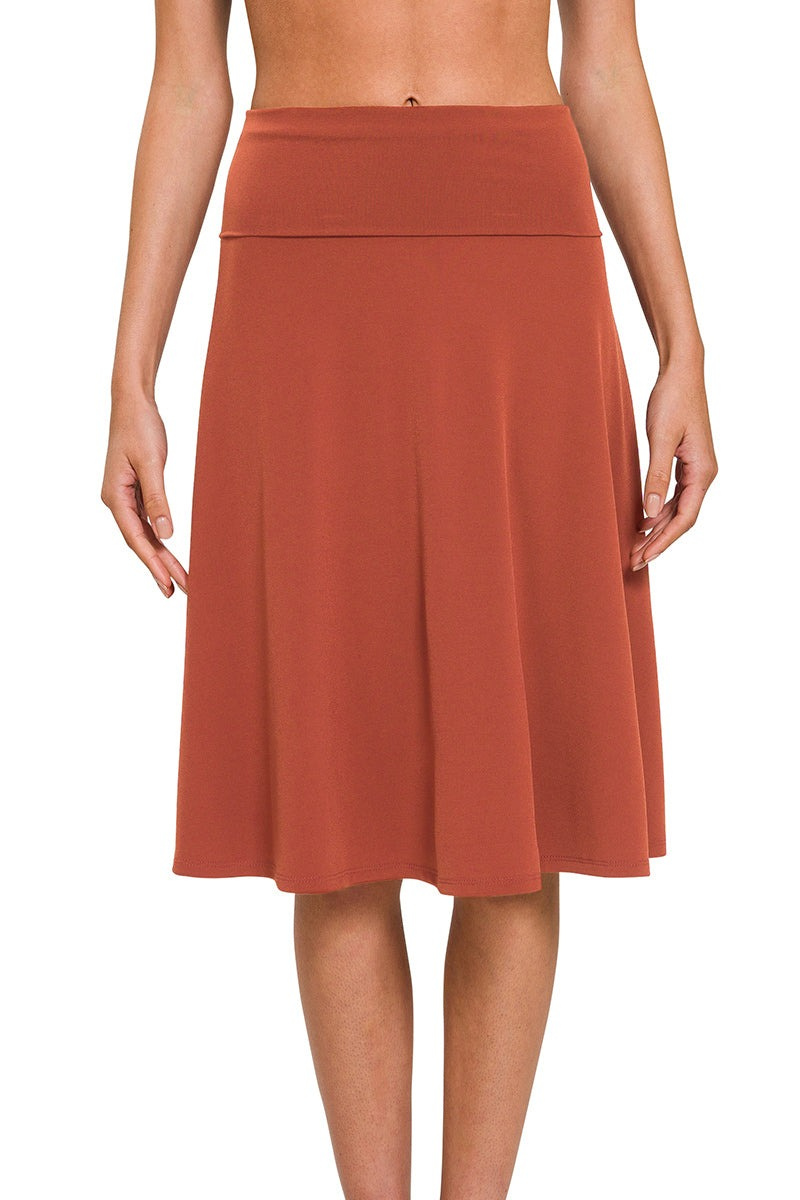 Twirl away in our A-line skirt in a beautiful dark rust color from Zenana!