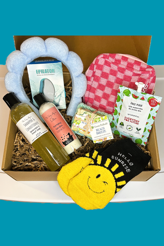 Eco-friendly spa gift set for women including sustainable bath and body products.