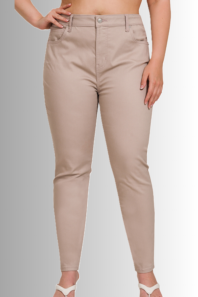 Sustainable high rise skinny leg pants in ash mocha