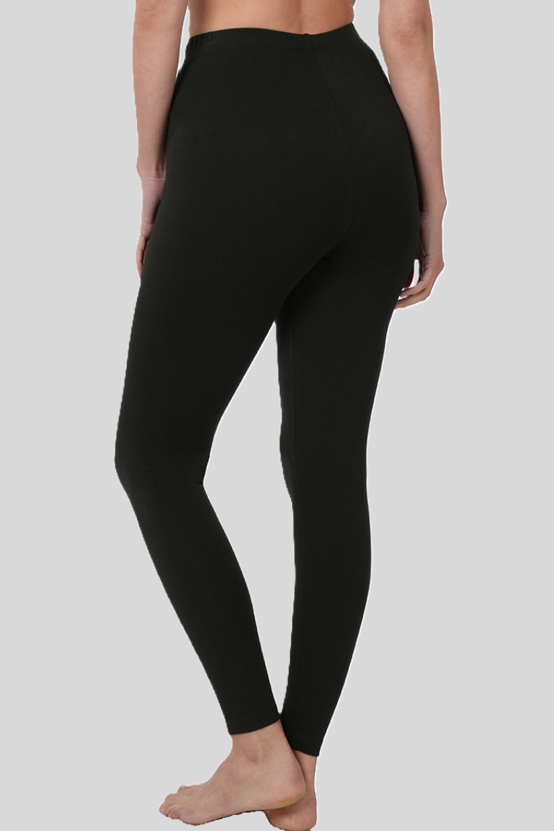 Sustainable eco-friendly premium cotton full length black leggings