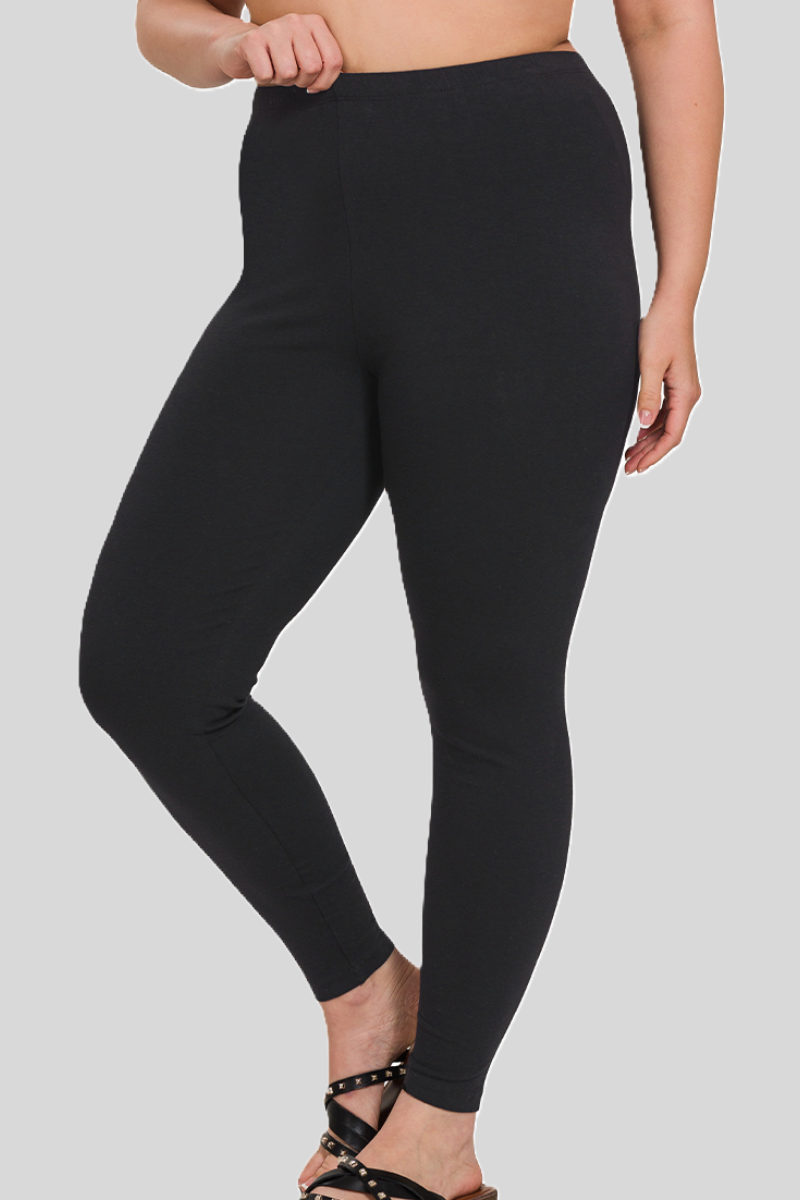 Sustainable eco-friendly premium cotton full length black leggings