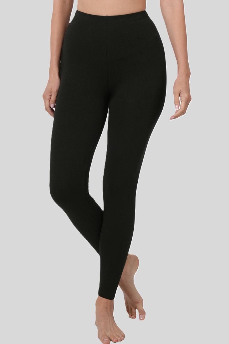 Sustainable eco-friendly premium cotton full length black leggings