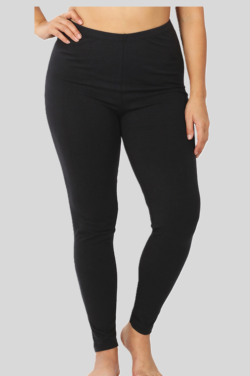 Sustainable eco-friendly premium cotton full length black leggings