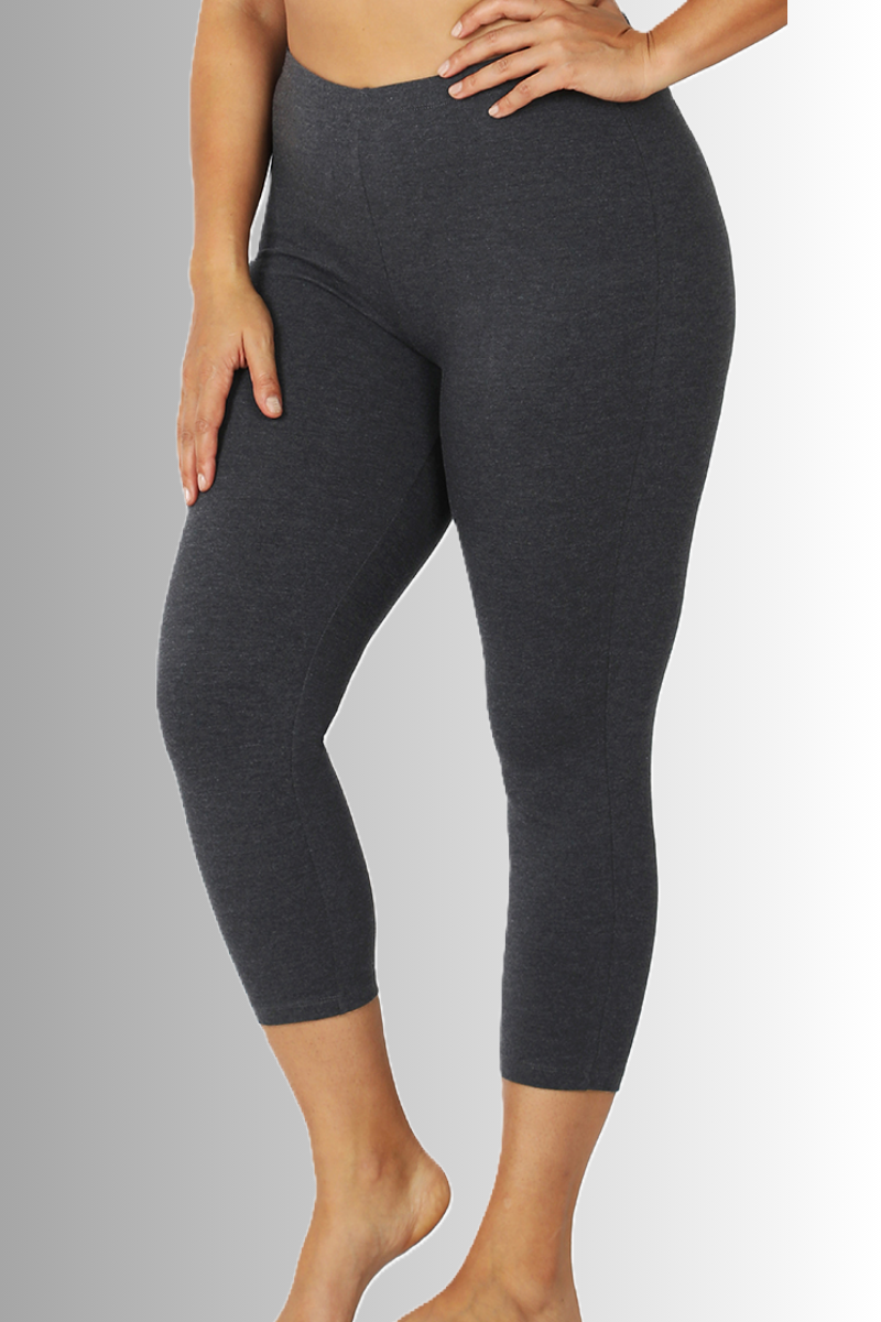 Eco-friendly premium cotton capri length charcoal leggings