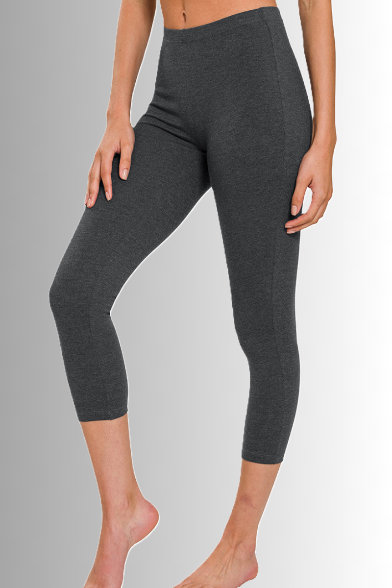 Eco-friendly premium cotton capri length charcoal leggings