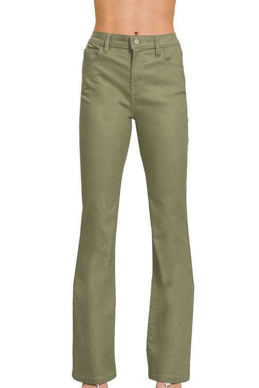 Green pants on a white background