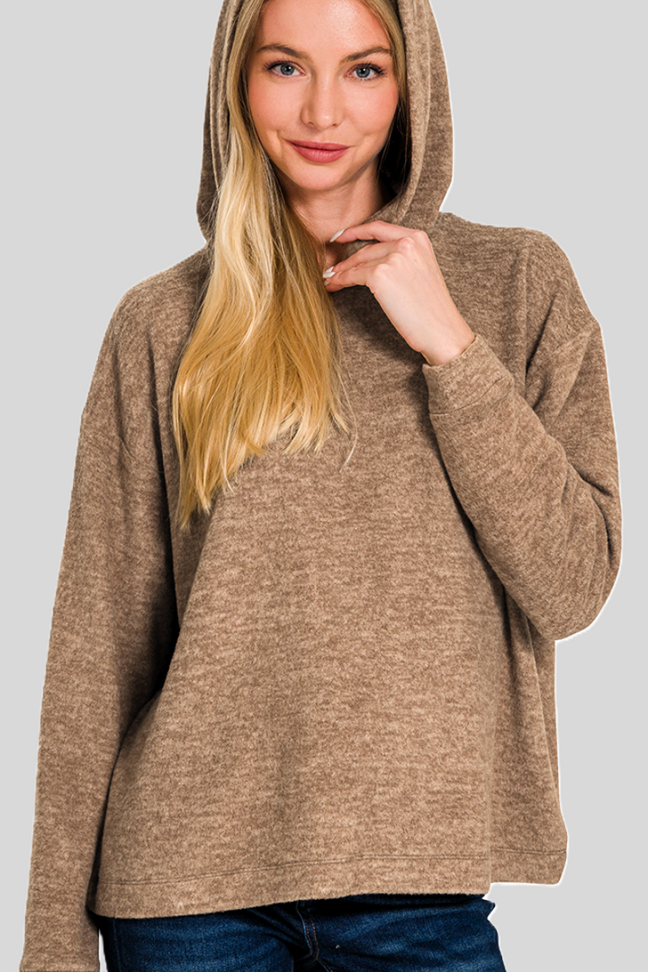 Brushed Hacci Hooded Cardigan main image 0