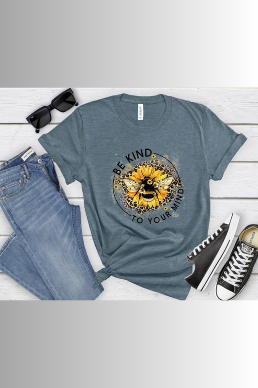 Eco-friendly Bella + Canvas unisex tee with bumblebee design and inspirational phrase.