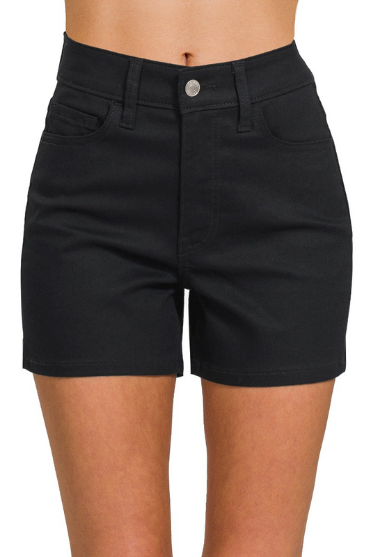 Sustainable high rise black shorts from Zenana - a must have for every wardrobe!