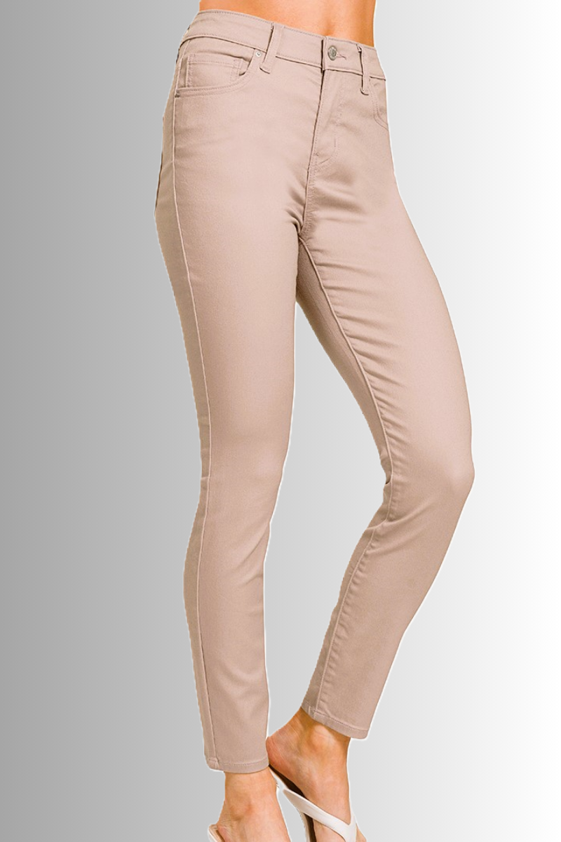 Sustainable high rise skinny leg pants in ash mocha