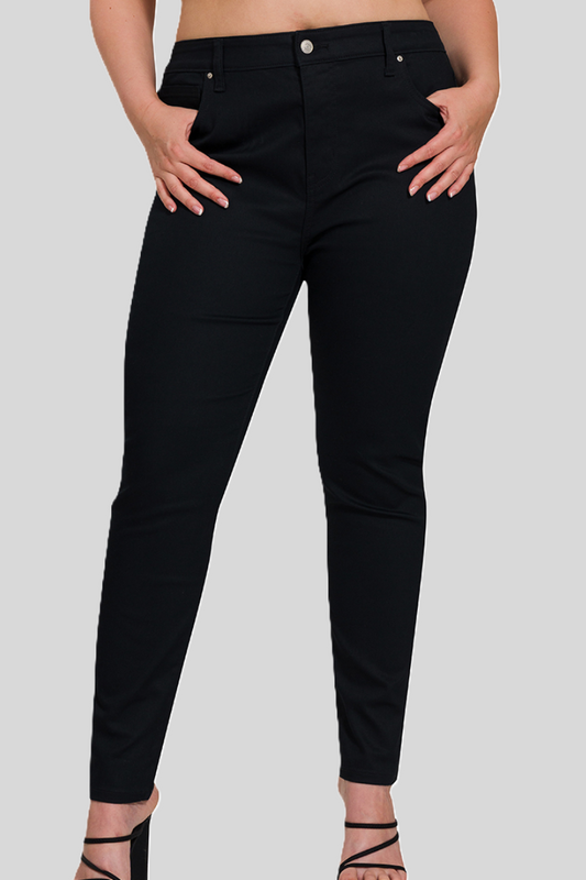 Sustainable high-waist black skinny leg pants