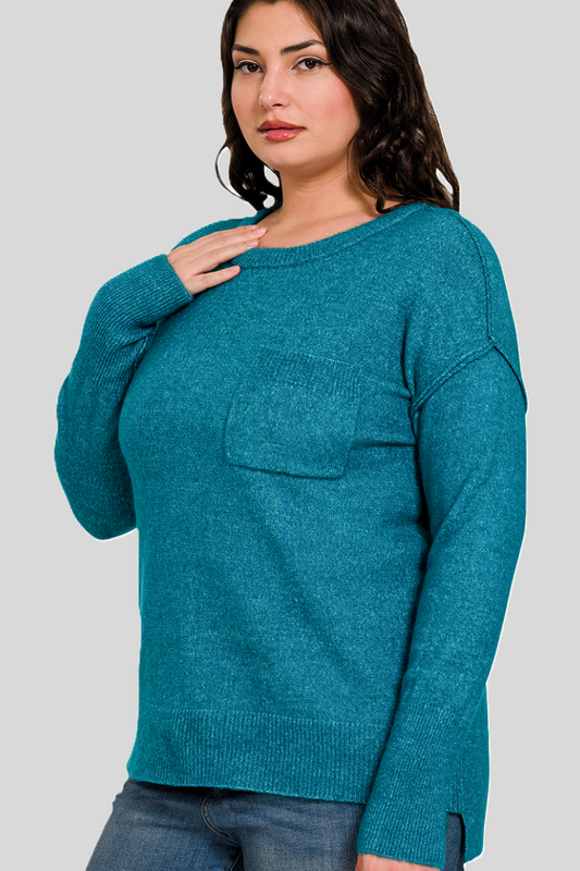 ultra soft eco-friendly pocket melange sweater