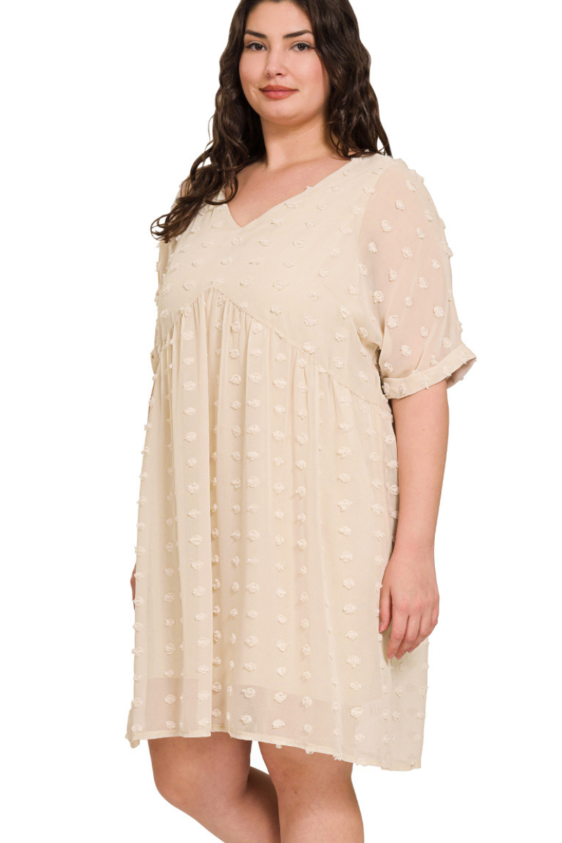 beige babydoll dress Beige Short Sleeve Babydoll Maxi Dress Large